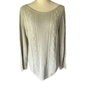 JEANNE PIERRE Sage Green Cable Knit Sweater